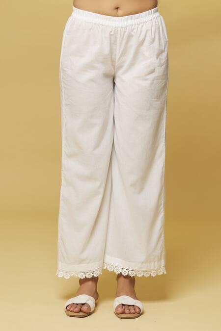 Kalakaari By Sagarika Peach Cotton Lace Round Neck Straight Printed Kurta And Pant Set at Aza Fashions Kalakaari By Sagarika_Peach Cotton Lace Round Neck Straight Printed Kurta And Pant Set _at_Aza_Fashions