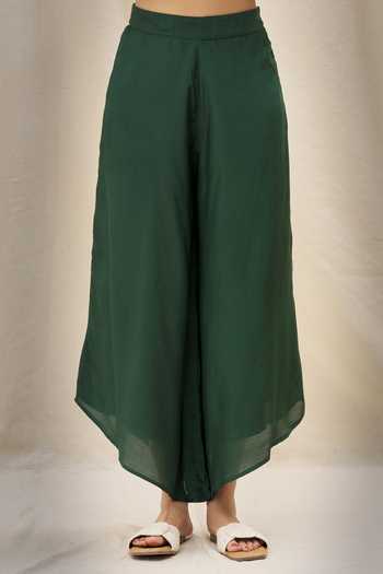 Khwaab By Sanjana Lakhani_Green Sequin Collar Embellished Tunic And Wide Leg Pant Set _at_Aza_Fashions
