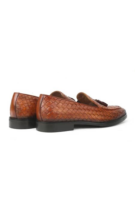 Ivrah Brown Basket Weave Slip Ons Online at Aza Fashions Ivrah_Brown Basket Weave Slip Ons_Online_at_Aza_Fashions