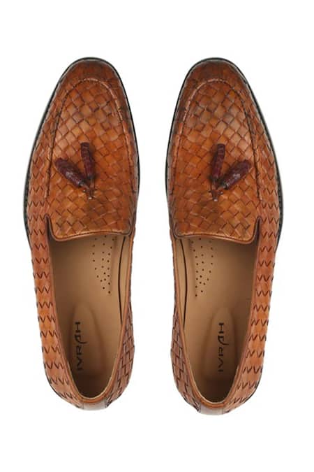 Buy Ivrah Brown Basket Weave Slip Ons Online at Aza Fashions Buy_Ivrah_Brown Basket Weave Slip Ons_Online_at_Aza_Fashions