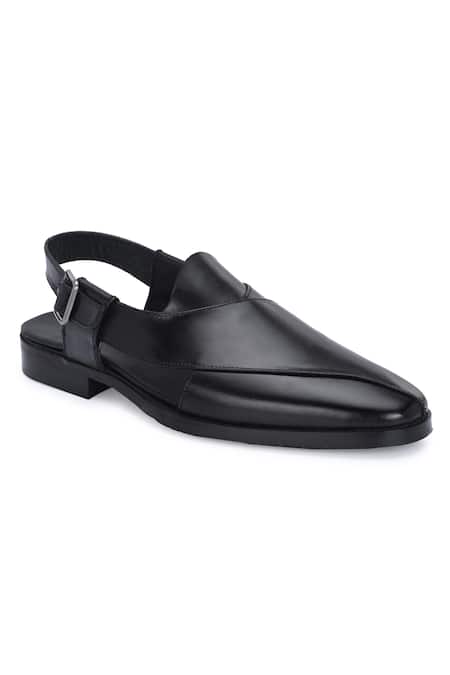 Ivrah_Black Leather Naga Overlap Sandals _Online_at_Aza_Fashions