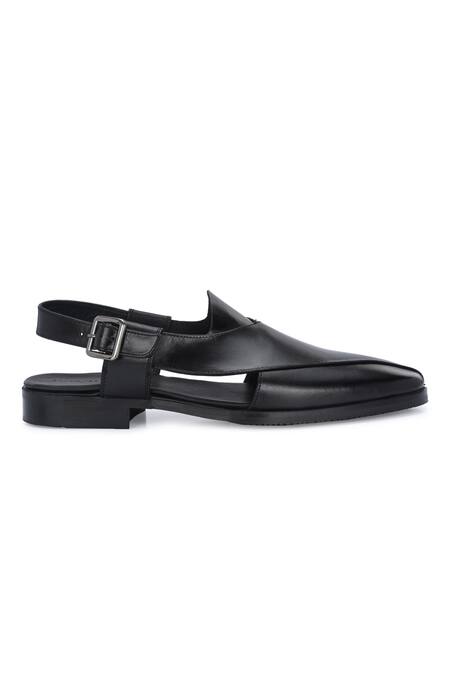 Buy_Ivrah_Black Leather Naga Overlap Sandals _Online_at_Aza_Fashions