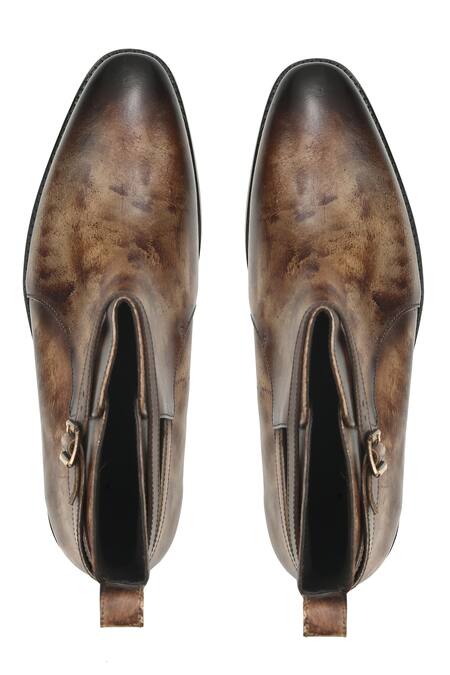 Shop_Ivrah_Green Otto Open Single Strap Boots_at_Aza_Fashions