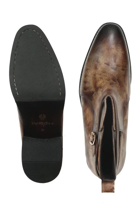 Ivrah_Green Otto Open Single Strap Boots_at_Aza_Fashions