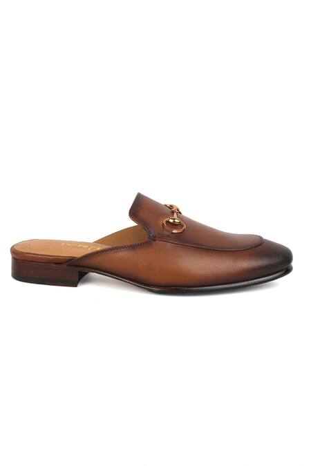 Buy_Ivrah_Brown Robert Horseshoe Buckle Mules_Online_at_Aza_Fashions