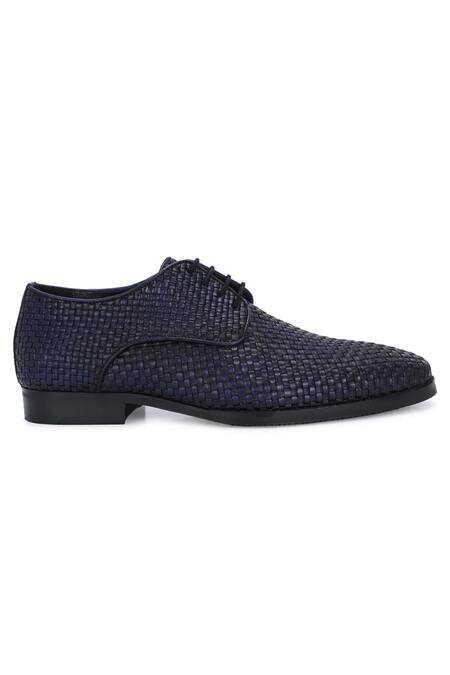 Buy_Ivrah_Blue Venice Basket Weave Pattern Lace Shoes_Online_at_Aza_Fashions