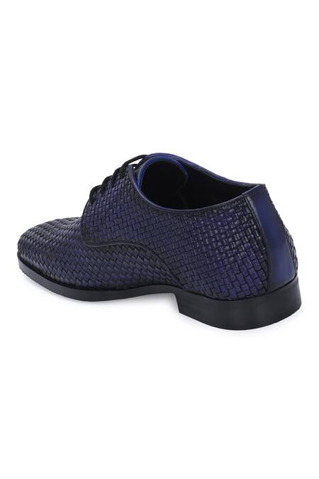 Shop_Ivrah_Blue Venice Basket Weave Pattern Lace Shoes_Online_at_Aza_Fashions