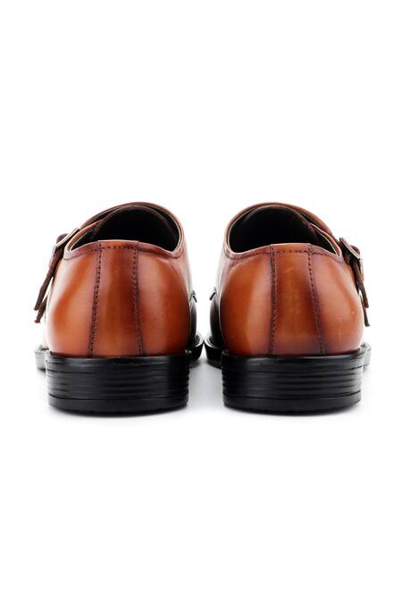 Shop_Ivrah_Brown Anzio Monk Double Strap Leather Shoes_Online_at_Aza_Fashions
