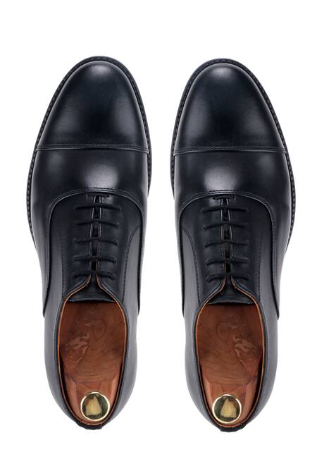 Shop_Ivrah_Black Apollo Lace Up Slip On Shoes_Online_at_Aza_Fashions