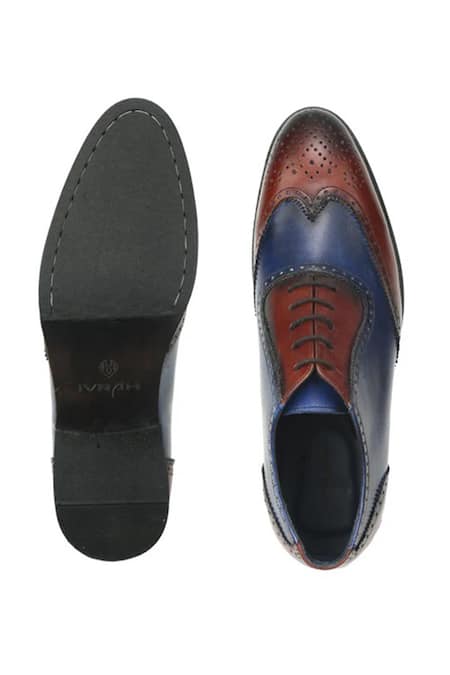 Ivrah Blue Aturo Dual Lace Up Shoes Online at Aza Fashions Ivrah_Blue Aturo Dual Lace Up Shoes_Online_at_Aza_Fashions