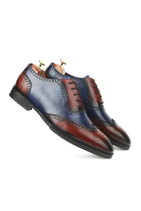 Shop Ivrah Blue Aturo Dual Lace Up Shoes at Aza Fashions Shop_Ivrah_Blue Aturo Dual Lace Up Shoes_at_Aza_Fashions