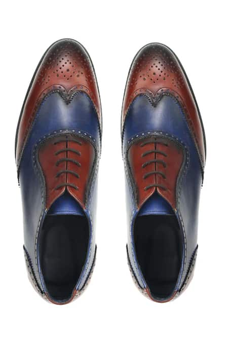 Ivrah Blue Aturo Dual Lace Up Shoes at Aza Fashions Ivrah_Blue Aturo Dual Lace Up Shoes_at_Aza_Fashions