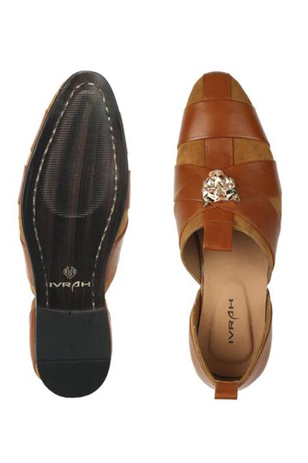 Buy Ivrah Brown Tan Applique Almond Toe Shoes Online at Aza Fashions Buy_Ivrah_Brown Tan Applique Almond Toe Shoes_Online_at_Aza_Fashions
