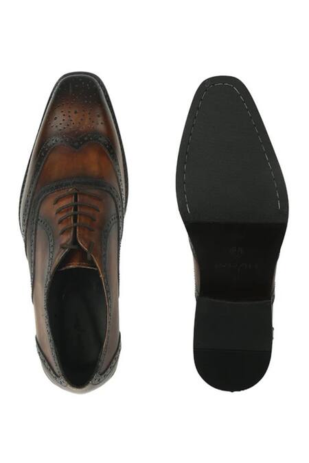 Buy_Ivrah_Brown Cut Work Charlie Brogue Lace Up Shoes_Online_at_Aza_Fashions