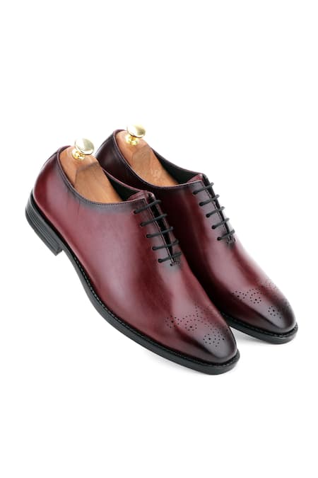 Shop_Ivrah_Brown Cut Work Duke Bordo Lace Up Brogue Shoes_at_Aza_Fashions