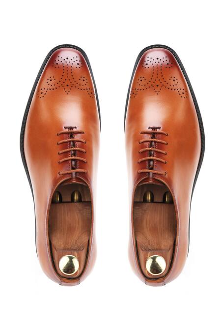 Ivrah_Brown Cut Work Duke Brogue Shoes_Online_at_Aza_Fashions