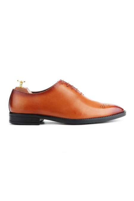 Shop_Ivrah_Brown Cut Work Duke Brogue Shoes_Online_at_Aza_Fashions