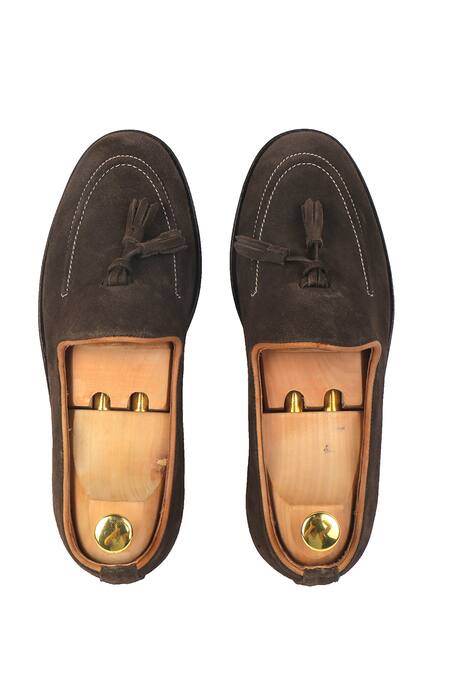 Shop_Ivrah_Brown Krik Tassel Embellished Shoes_Online_at_Aza_Fashions
