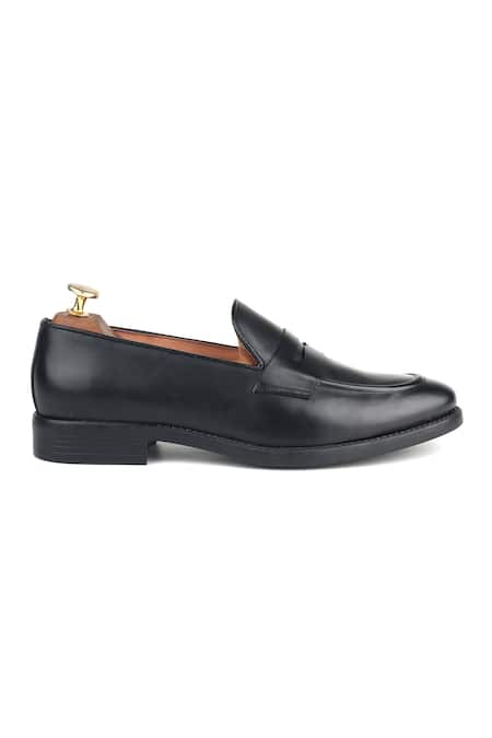 Ivrah_Black Cut Work Loake Slip On Shoes_Online_at_Aza_Fashions