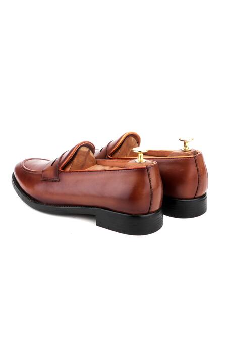 Shop_Ivrah_Brown Loake Cutwork Slip On Leather Shoes_Online_at_Aza_Fashions