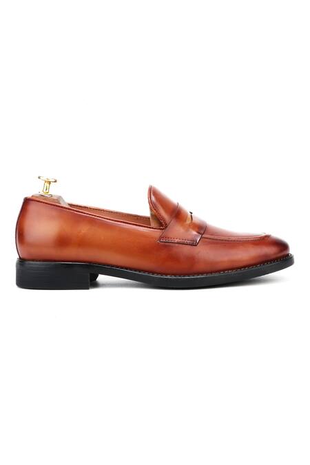 Ivrah_Brown Loake Cutwork Slip On Shaded Shoes_Online_at_Aza_Fashions