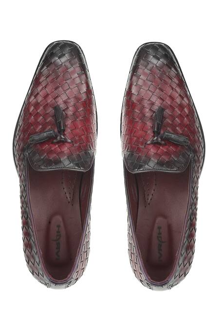 Buy_Ivrah_Brown Bordo Basketweave Slip On Shoes_Online_at_Aza_Fashions