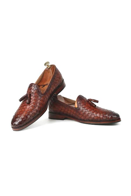 IVRAH Lucas Cognac Basketweave Slip On Shoes 