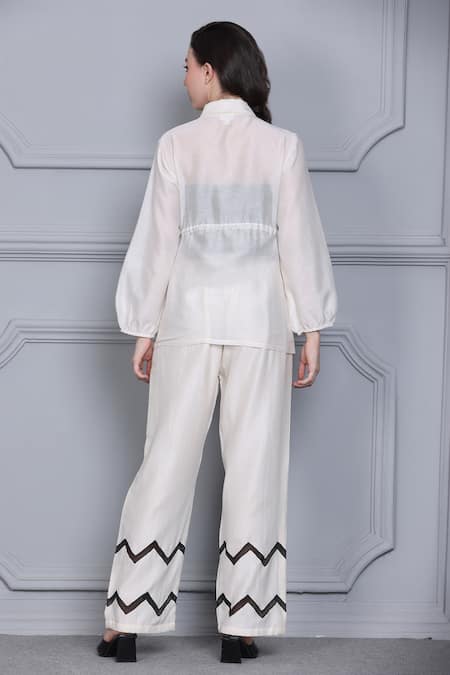 Midori By Sgv Shimmer Organza Embroidered Top Pant Set 