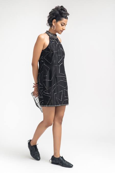 Buy Atbw Black Chanderi Pearls, Beads Bandeau Neck Embellished Dress Online at Aza Fashions Buy_Atbw_Black Chanderi Pearls, Beads Bandeau Neck Embellished Dress_Online_at_Aza_Fashions