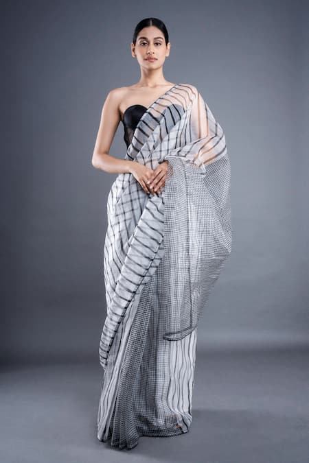 ATBW Checkered Block Print Saree 