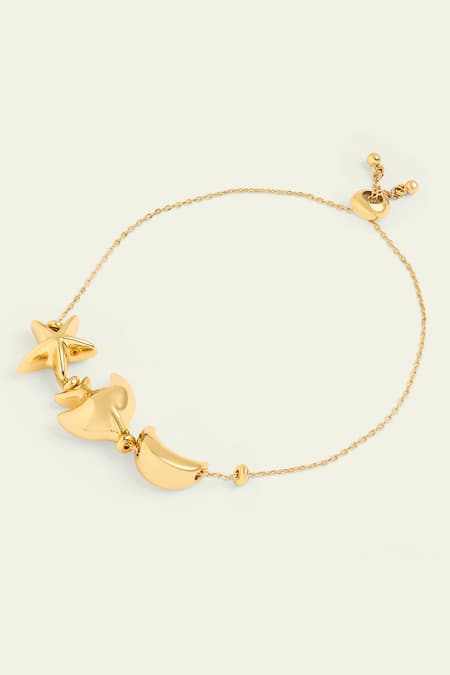 Shop_Isharya_Gold Plated Aqua Celeste Life Charm Bracelet _at_Aza_Fashions