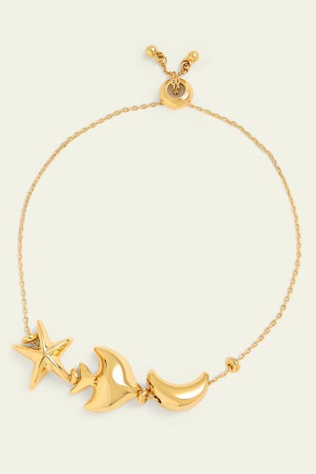 Isharya_Gold Plated Aqua Celeste Life Charm Bracelet _Online_at_Aza_Fashions