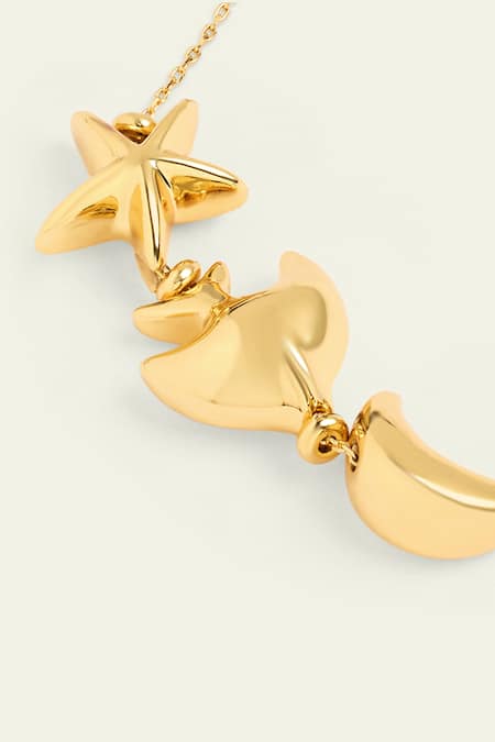 Buy_Isharya_Gold Plated Aqua Celeste Life Charm Bracelet _Online_at_Aza_Fashions