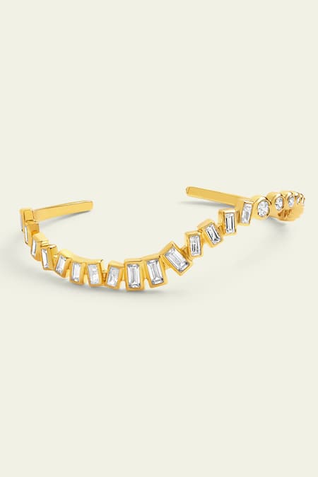 Isharya Cubic Zirconia Encrusted Quad Wave Cuff Bracelet 