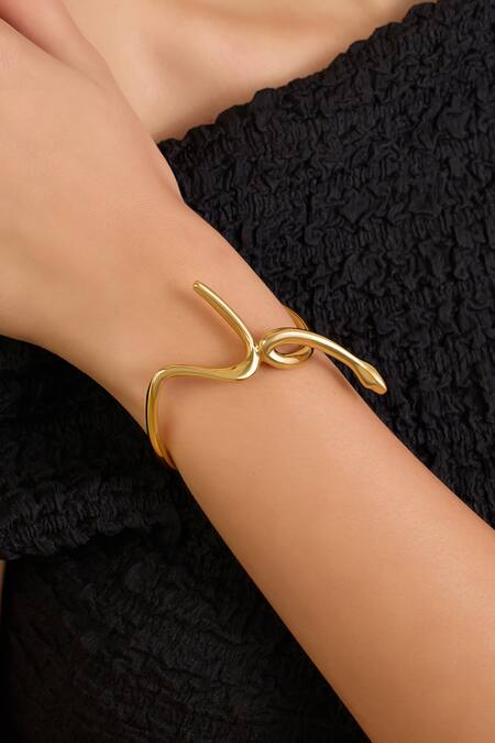 Shop_Isharya_Gold Plated Slither Cuff Bracelet _Online_at_Aza_Fashions