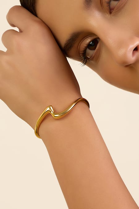 ISHARYA Gold Plated Slither Wave Cuff Bracelet 