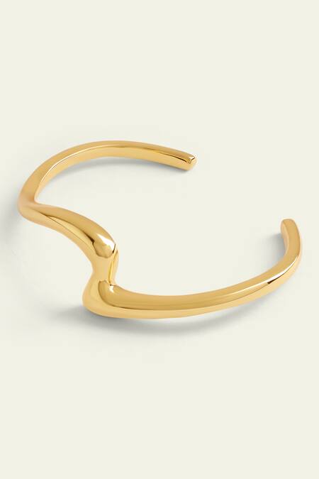 Isharya_Gold Plated Slither Wave Cuff Bracelet_Online_at_Aza_Fashions