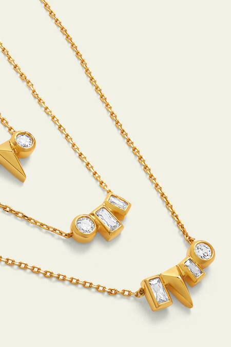 Buy_Isharya_Gold Plated Layered Abstract Necklace_Online_at_Aza_Fashions