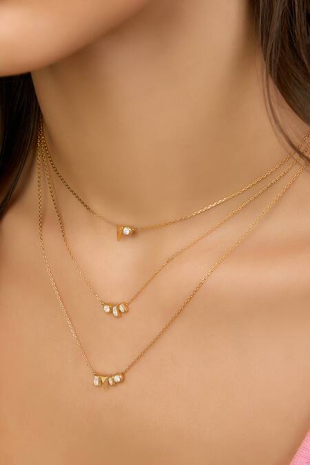 Shop_Isharya_Gold Plated Layered Abstract Necklace_Online_at_Aza_Fashions