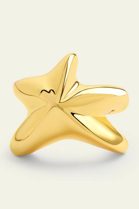 Isharya_Gold Plated Star Shaped Ring _Online_at_Aza_Fashions