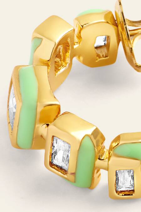 Buy Isharya Green Crystals Stone Embellished Enamelled Hoops Online at Aza Fashions Buy_Isharya_Green Crystals Stone Embellished Enamelled Hoops _Online_at_Aza_Fashions