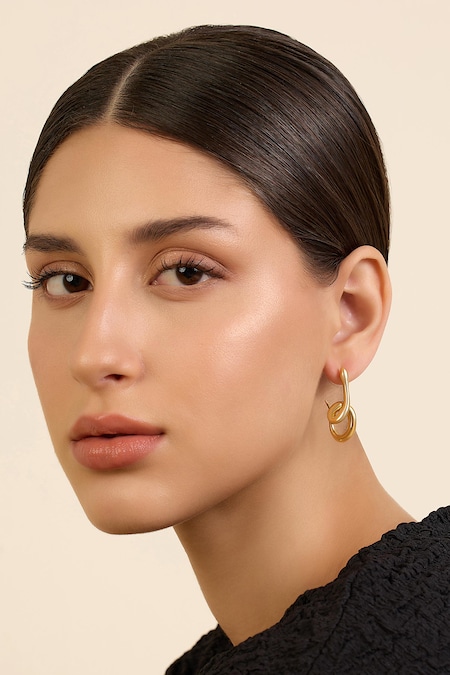 Isharya Gold Plated Slither Carved Hoops