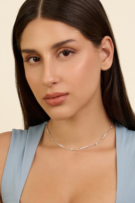 Isharya Stone Embellished Chain Choker Necklace 