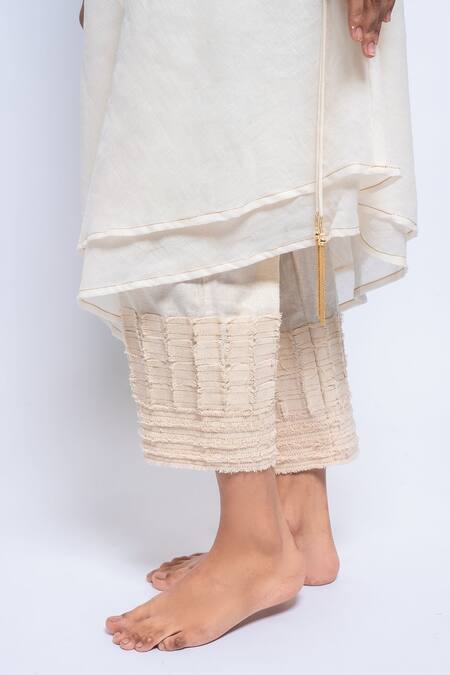 Buy Anmol Kakad Cream , Satin Embroidery Cowl Neck, Denim Applique Tunic And Pant Set Buy_Anmol Kakad_Cream , Satin Embroidery Cowl Neck, Denim Applique Tunic And Pant Set