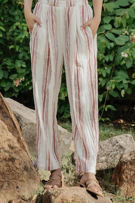 Shop_Akashi Clothing_Cream Cotton Round Neck String Strap Sheered Crop Top _Online_at_Aza_Fashions