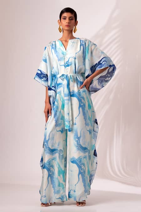 Madder Much Dakota Marble Tide Print Kaftan Jumpsuit 