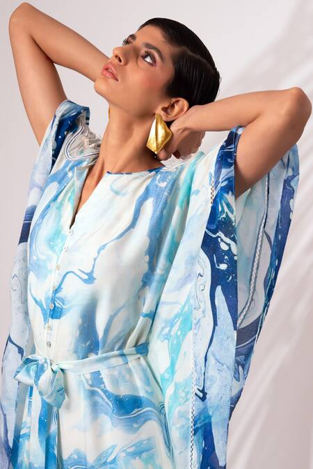 Buy Madder Much Multi Color Rayon, Modal, Silk Boat Dakota Marble Tide Print Kaftan Jumpsuit Online at Aza Fashions Buy_Madder Much_Multi Color Rayon, Modal, Silk Boat Dakota Marble Tide Print Kaftan Jumpsuit _Online_at_Aza_Fashions