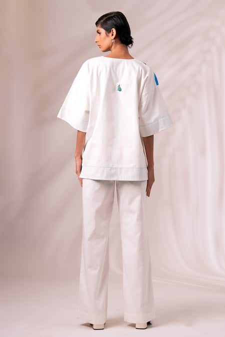 Shop Madder Much Multi Color Cotton Boat Neck Floating Print Top at Aza Fashions Shop_Madder Much_Multi Color Cotton Boat Neck Floating Print Top _at_Aza_Fashions