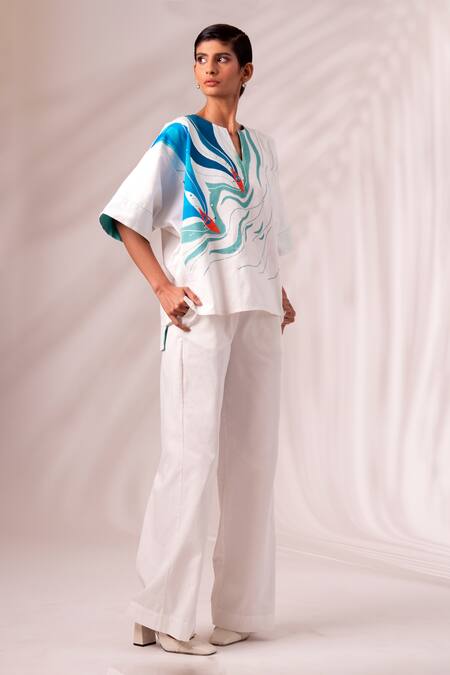 Madder Much Multi Color Cotton Boat Neck Floating Print Top Online at Aza Fashions Madder Much_Multi Color Cotton Boat Neck Floating Print Top _Online_at_Aza_Fashions