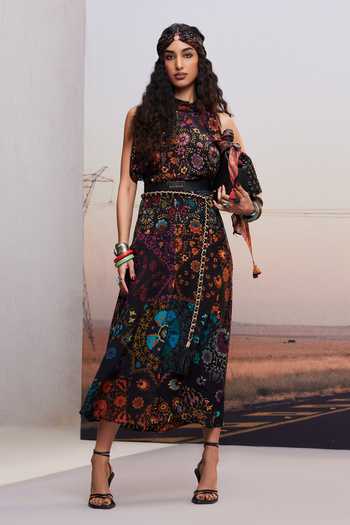 Buy Multi Color Viscose, Crepe Halter Neck Uzbeg Floral Print Dress For  Women by Ritu Kumar Online at Aza Fashions.